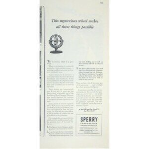 Vintage 1944 Sperry Gyro Compass Directional Gyro Print Ad WWII Era